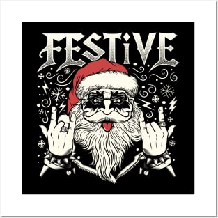 Festive Rock and Roll Santa Claus by Tobe Fonseca Posters and Art